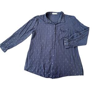 Solitaire Blue & Gold Button-Down Shirt Womens Size L
